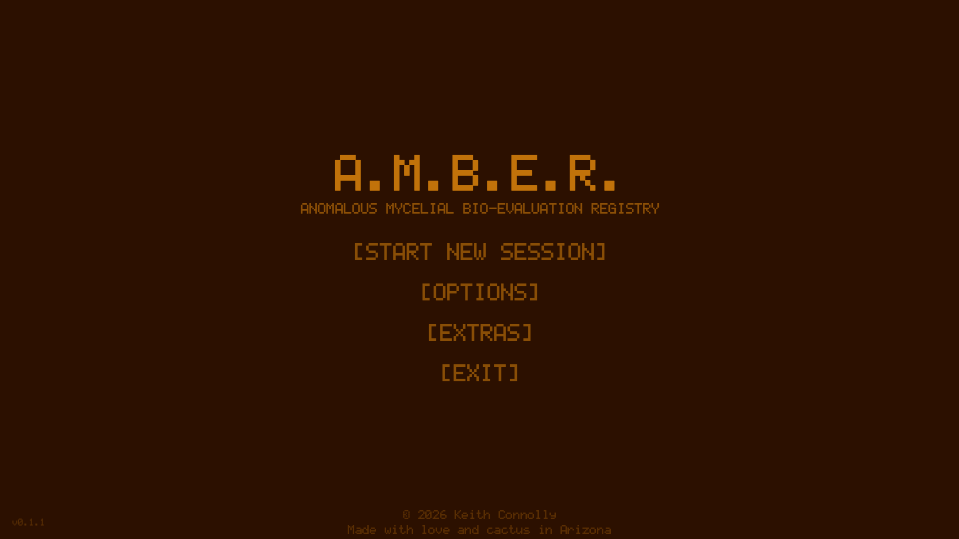 A.M.B.E.R. PROTOCOL main menu